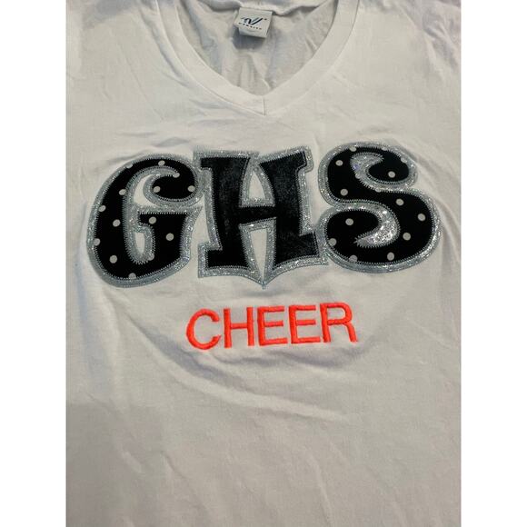 Cheer Mom  SM t-shirt Glam "GHS Cheer" black and white 100% Cotton - Picture 11 of 11
